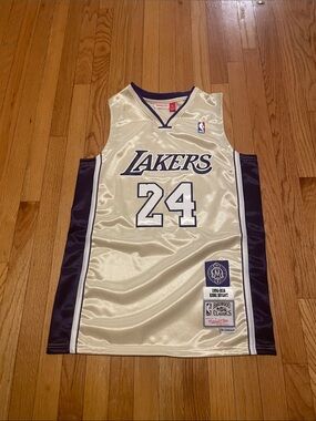 Kobe Bryant jersey Mitchell & Ness Lakers 24 Gold and Purple Jersey
